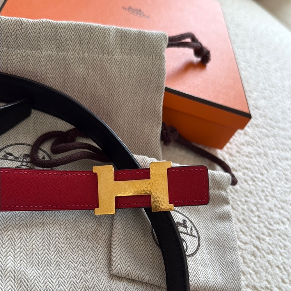 Hermes Black and Red Women's Belt reversible